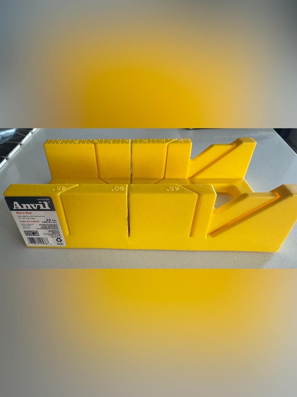 Anvil Yellow Plastic Miter Box with 45° and 90° Guides